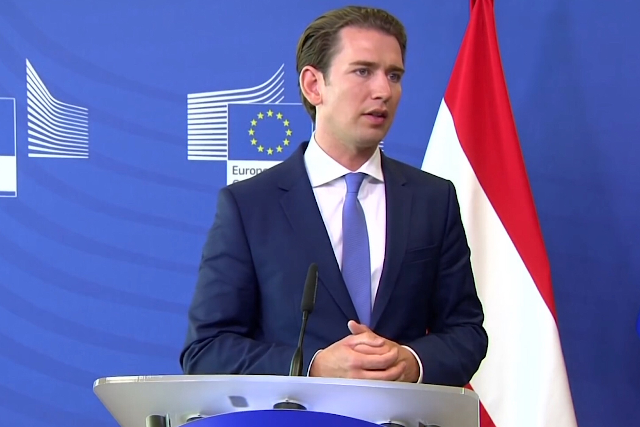 De realo-rechtse Oostenrijkse Bundeskanzler Sebastian Kurz