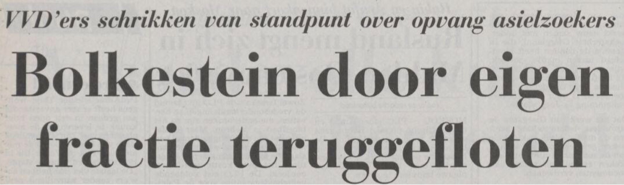 Bolkestein door eigen fractie teruggefloten