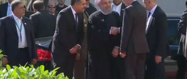Aankomst president Rouhani van Iran in Wenen voor het overleg met EU over Iran-deal (4 juli 2018).