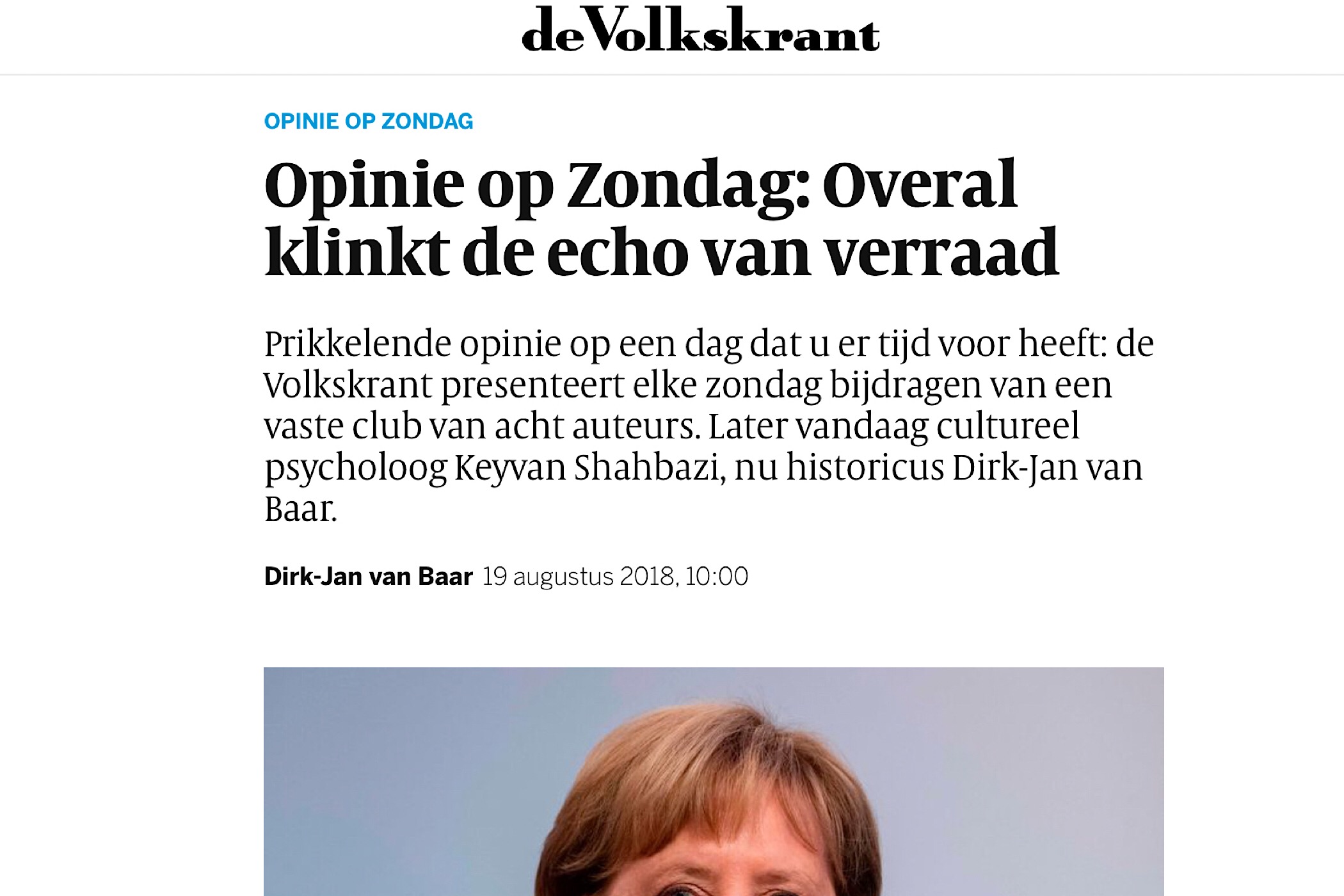 Opinieartikel DJ van Baar in de Volkskrant.