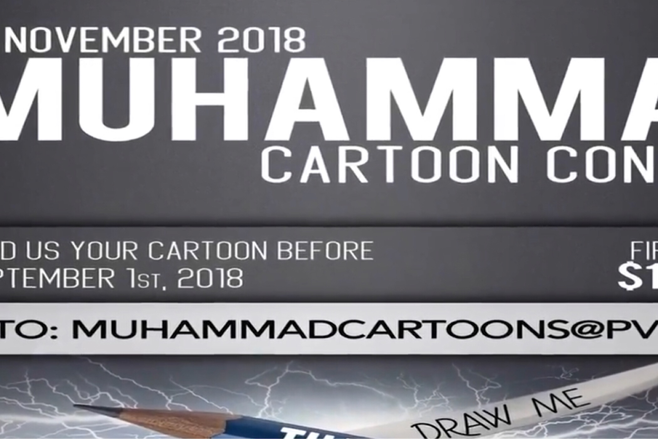 Affiche Mohammed cartoonwedstrijd.