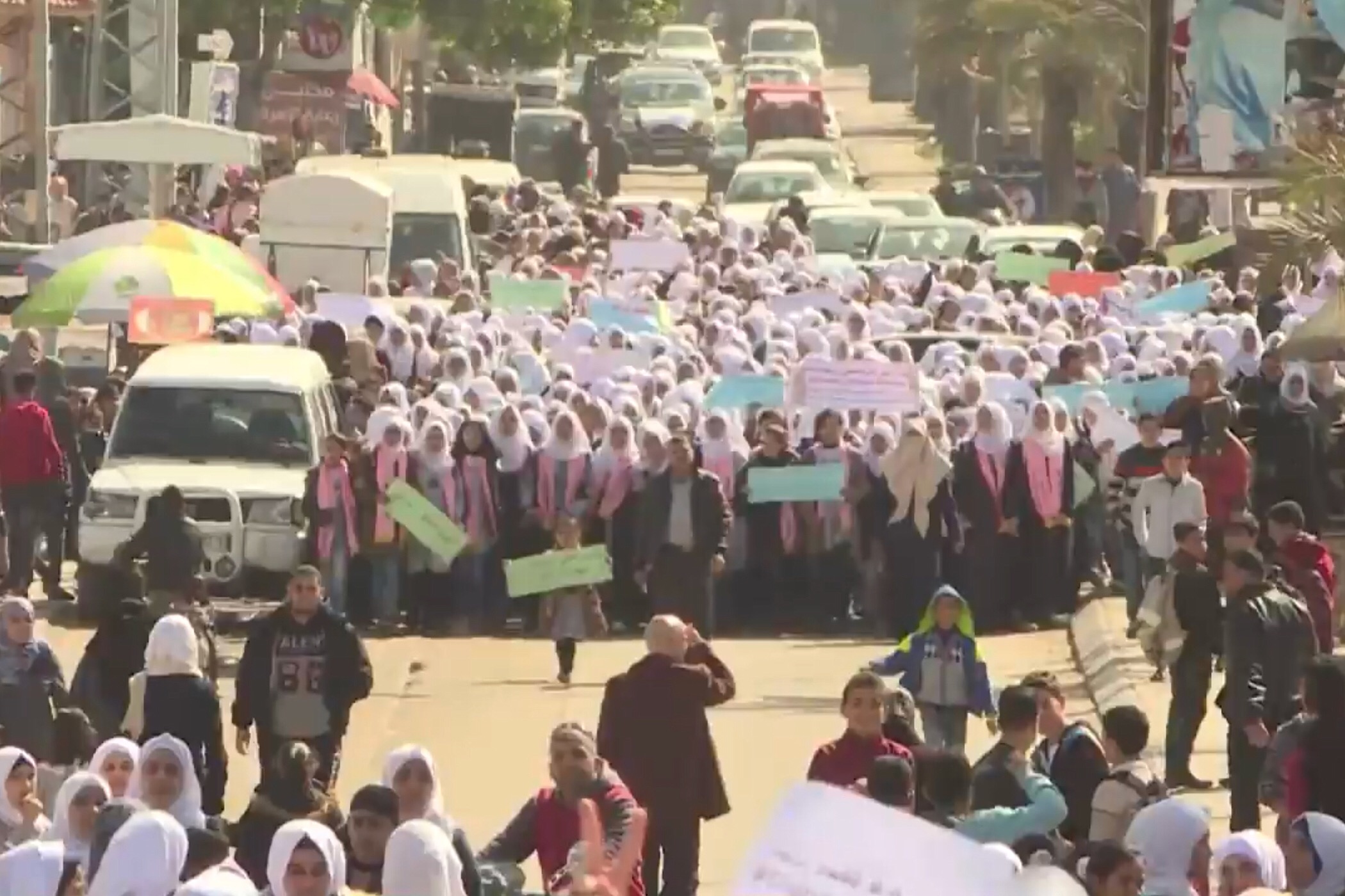 Demonstratie in Gaza tegen bezuinigingen VS op budget UNRWA