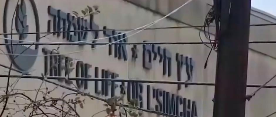 De Tree of Life Synagogue in Pittsburgh, toneel van een terreuraanslag op Joden