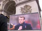 de Franse president Macron tijdens zijn toespraak bij de herdenking van het einde van de Eerste Wereldoorlog (11 november 2018)