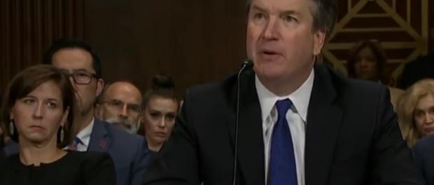 Kandidaat voor het Hooggerechtshof Kavanaugh tijdens de Senaat-hoorzitting over de #metoo-beschuldiging (28 september 2018).