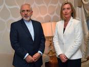 Mohammed Javad Zarif, minister van Buitenlandse Zaken en EU-Hoge Vertegenwoordiger Federica Mogherini.