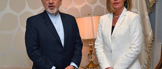 Mohammed Javad Zarif, minister van Buitenlandse Zaken en EU-Hoge Vertegenwoordiger Federica Mogherini.