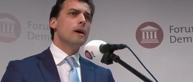 Thierry Baudet tijdens zijn overwinningsspeech op 20 maart 2019