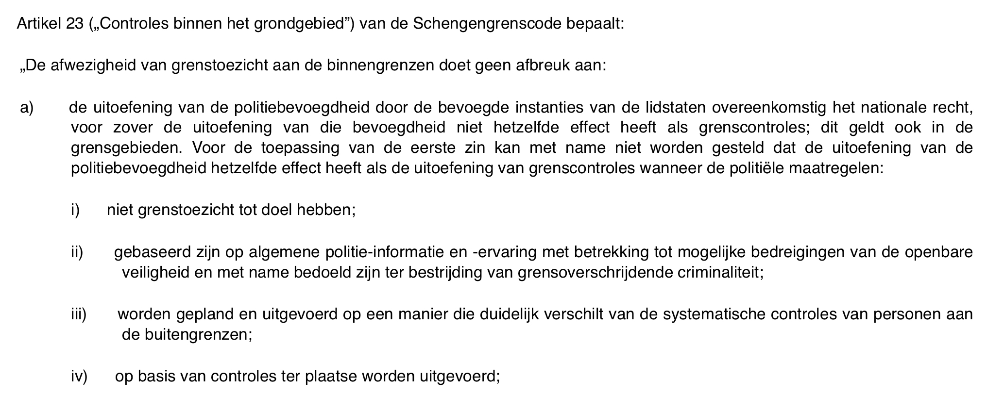Artikel 23 Schengen